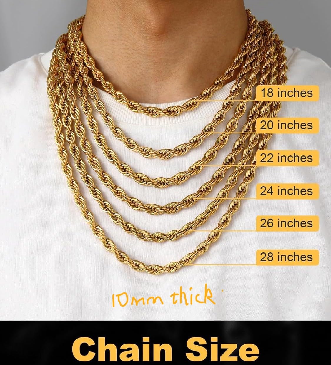 Amazon.co.jp: IFIX ロングヘビービッグゴールドロープチェーン メンズ